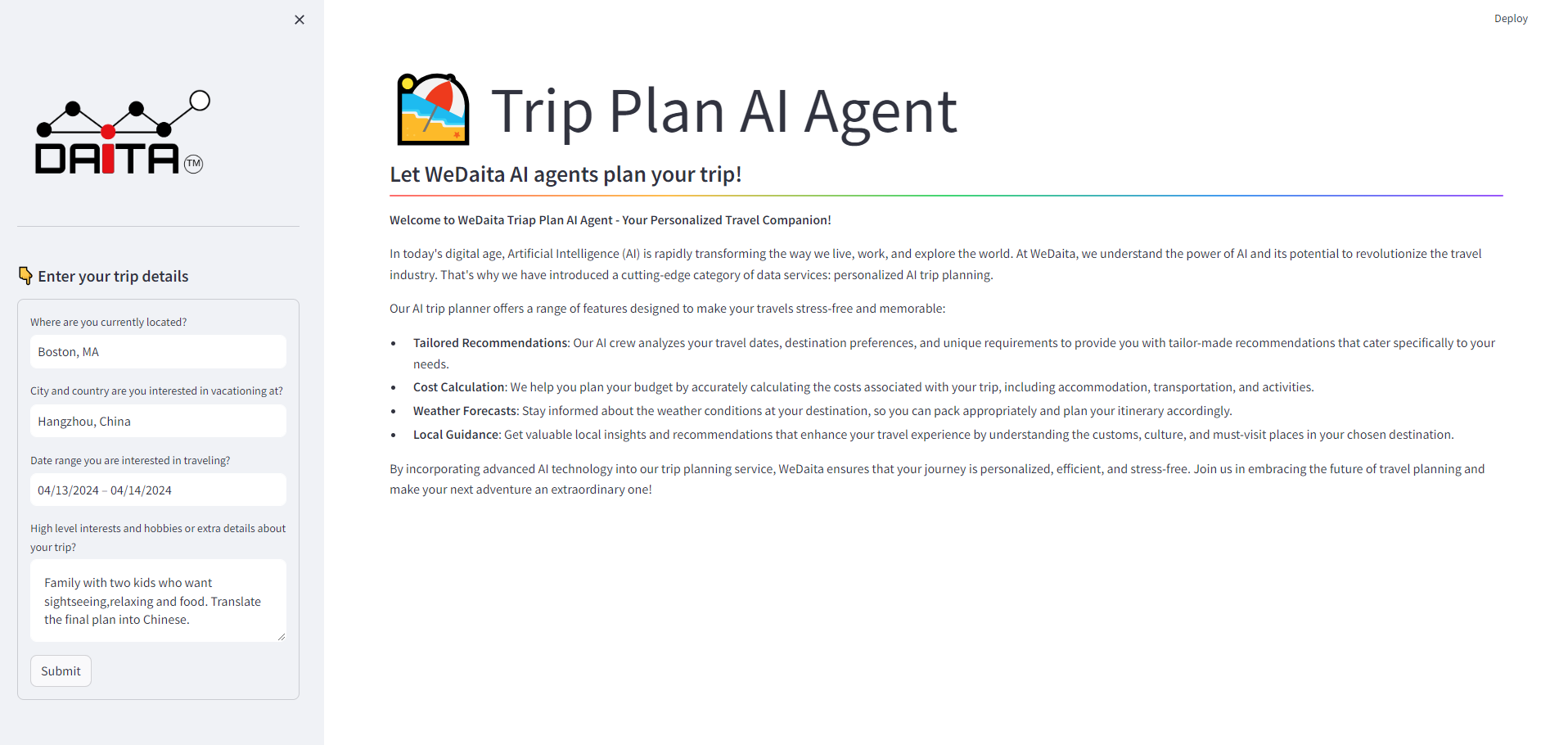 WeDaita AI Travel Agent